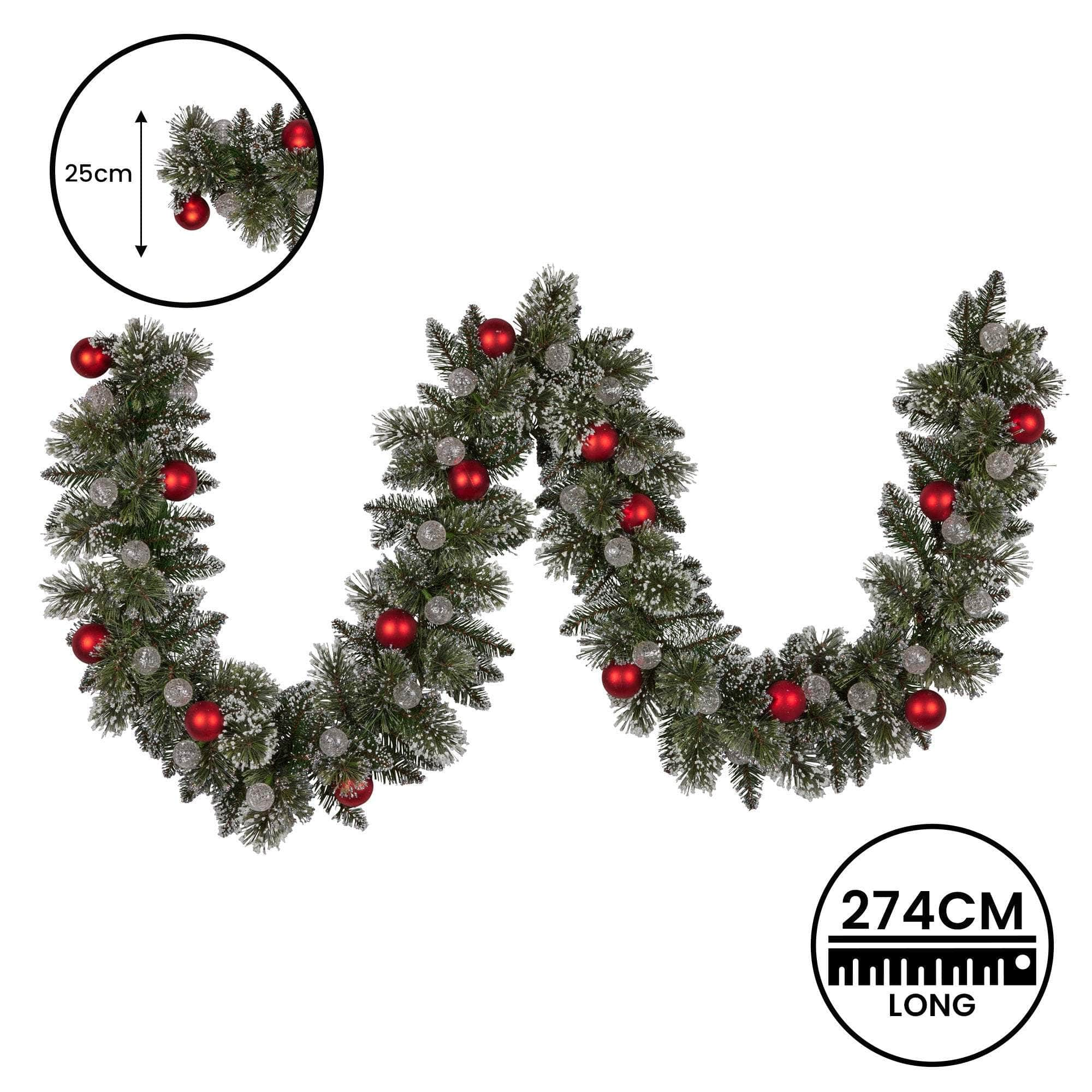 274cm Snowy Bristle Multicolour Christmas Garland