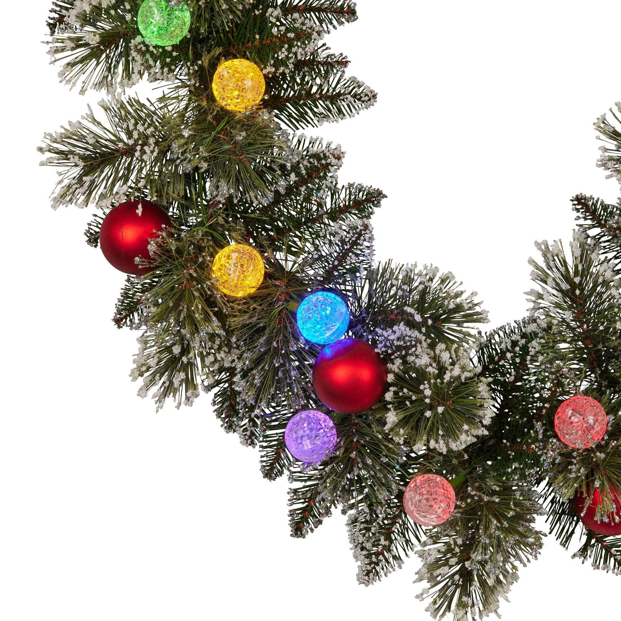 274cm Snowy Bristle Multicolour Christmas Garland