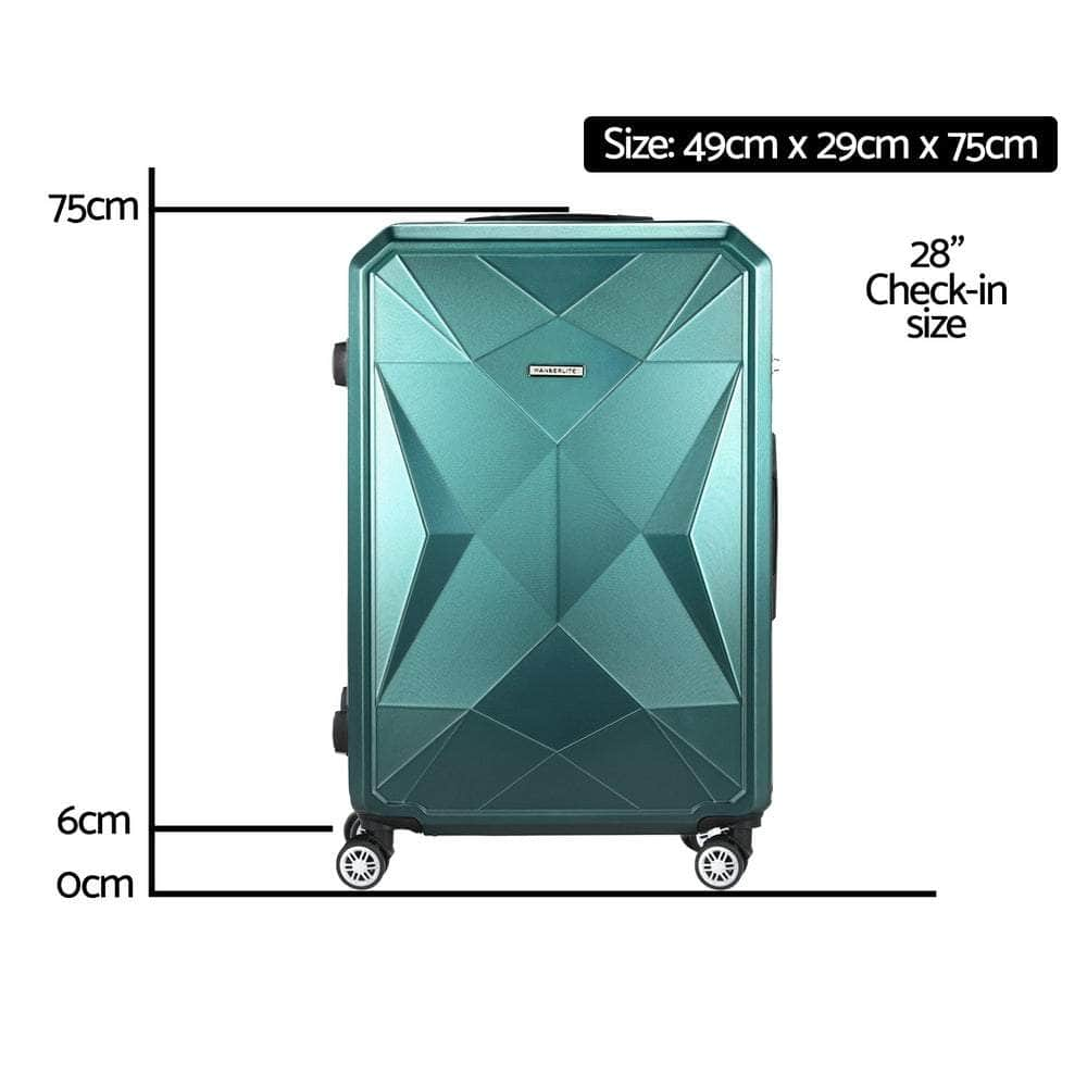 28" 75Cm Luggage Trolley Travel Suitcase Carry On Storage Tsa Hardshell Atrovirens