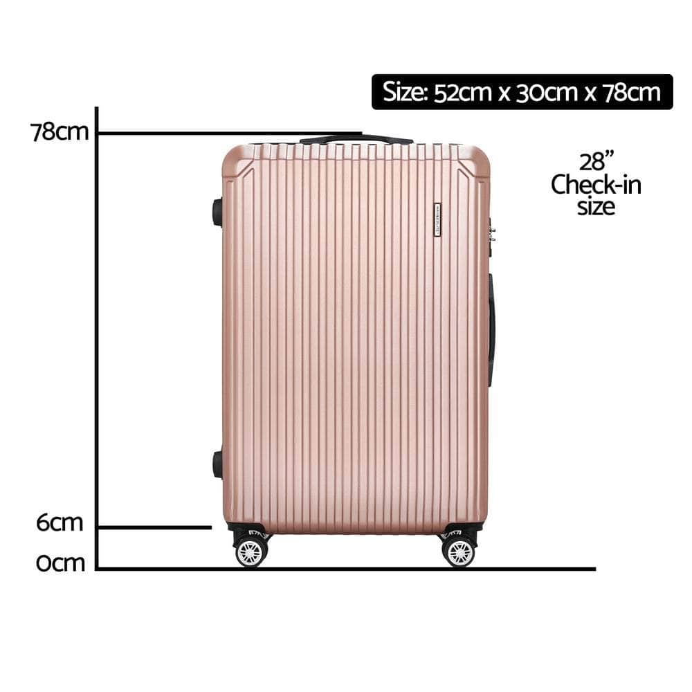 28'' TSA Luggage Set Travel Suitcase Rose Gold Hard Case