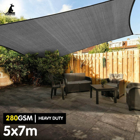 280GSM Outdoor Sun Shade Sail Waterproof Canopy Grey