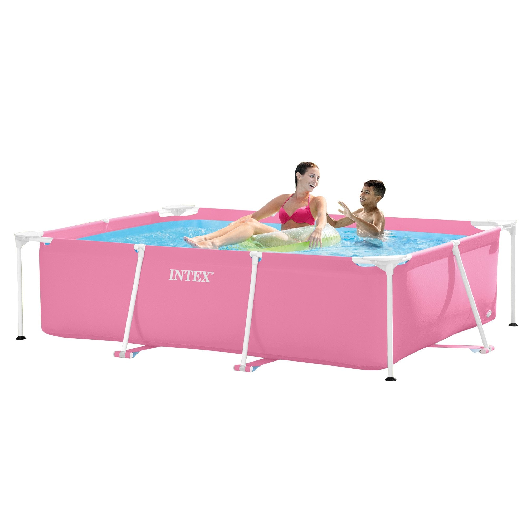 Rectangular Metal Frame Pool 220 x 150cm - Pink