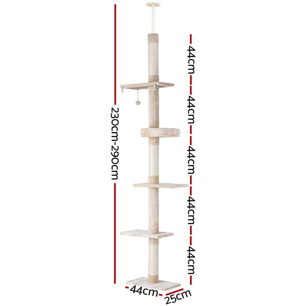 290cm Cat Tree Tower - Floor to Ceiling Scratching Post