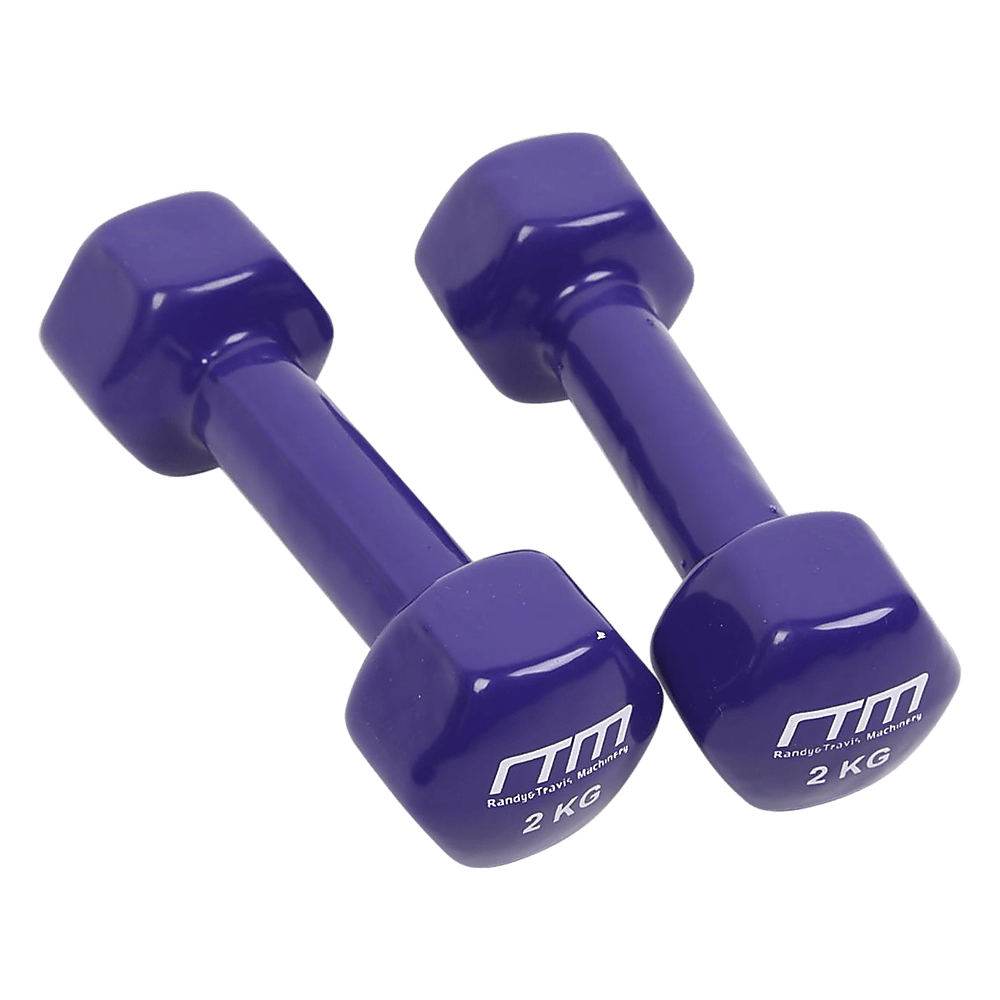 2Kg Dumbbells Pair Pvc Hand Weights Rubber Coated