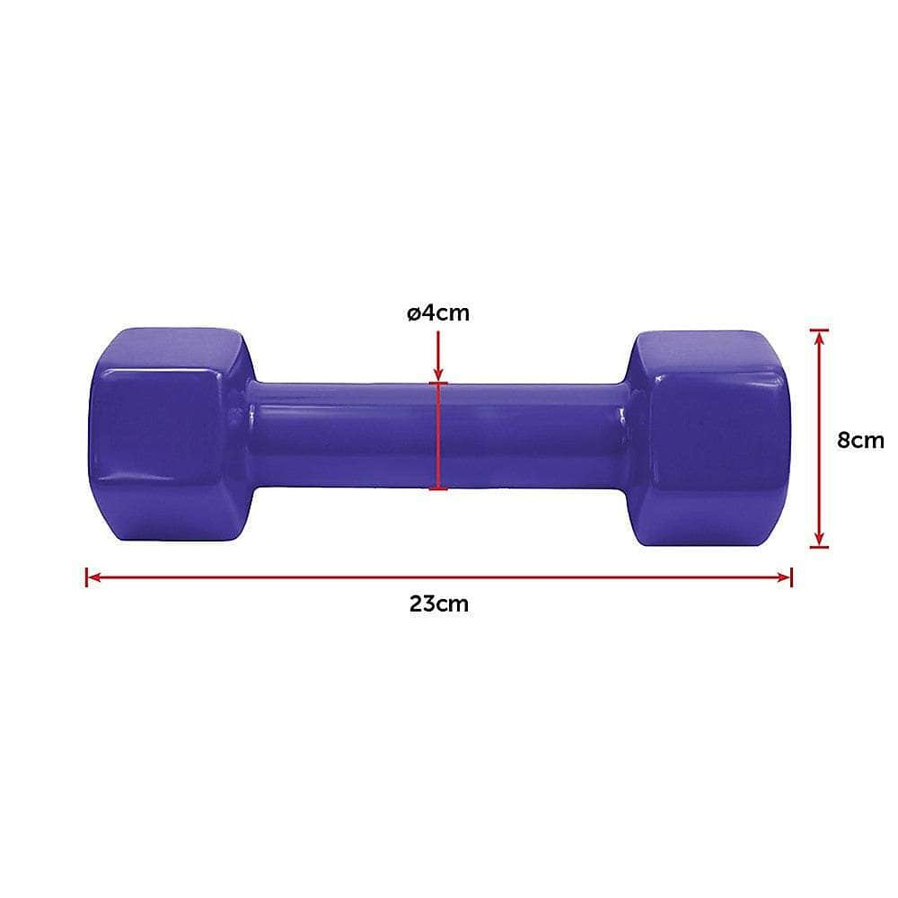 2Kg Dumbbells Pair Pvc Hand Weights Rubber Coated