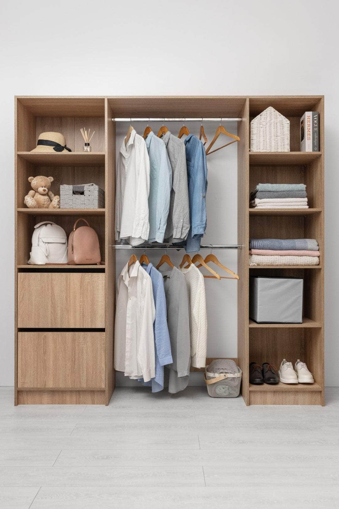 2M Walk In Wardrobe Kit - Classic/ Nordic Ash/Fluted/Hamptons/Natural Oak