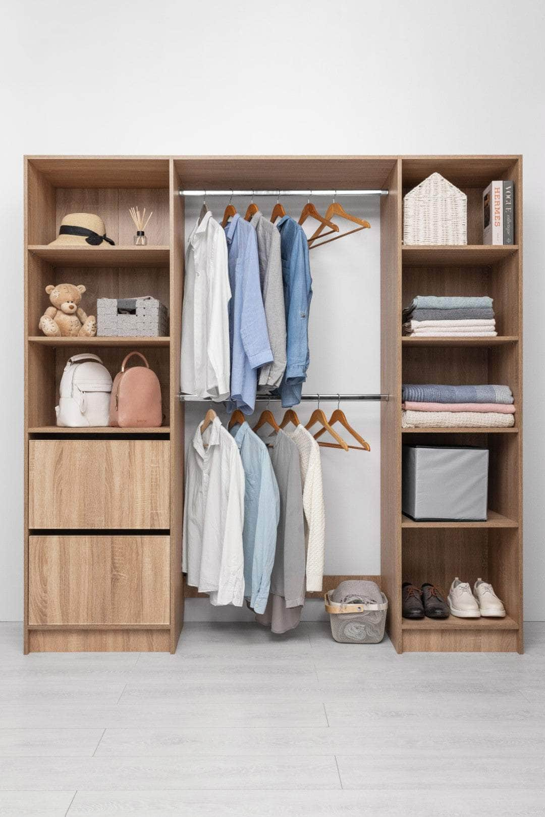 2M Walk In Wardrobe Kit - Classic/ Nordic Ash/Fluted/Hamptons/Natural Oak