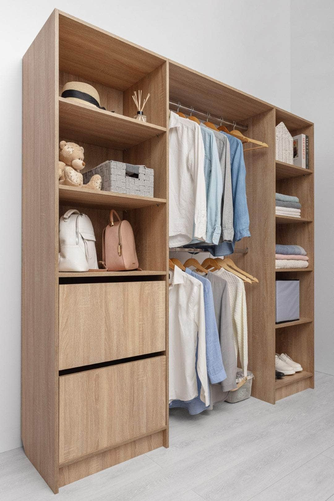 2M Walk In Wardrobe Kit - Classic/ Nordic Ash/Fluted/Hamptons/Natural Oak