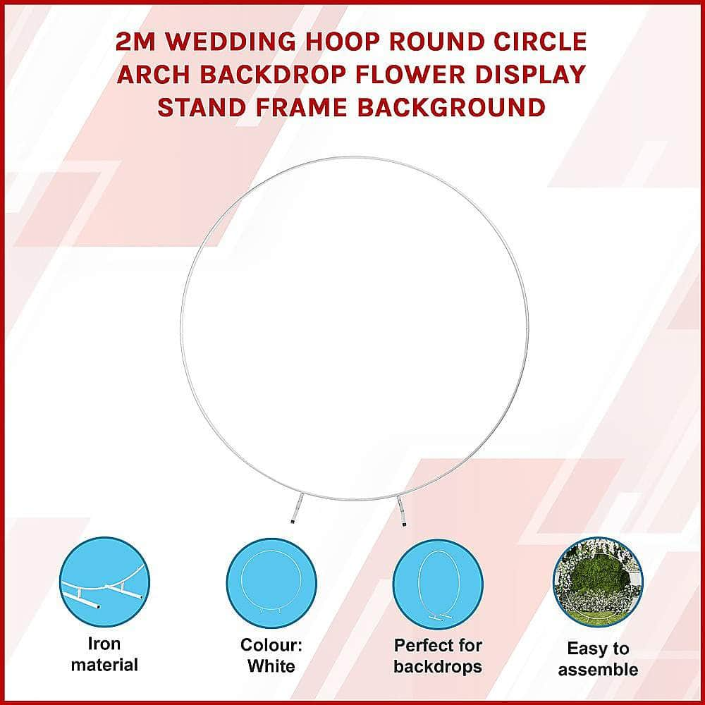 2M Wedding Hoop Round Circle Arch Backdrop Flower Display Frame