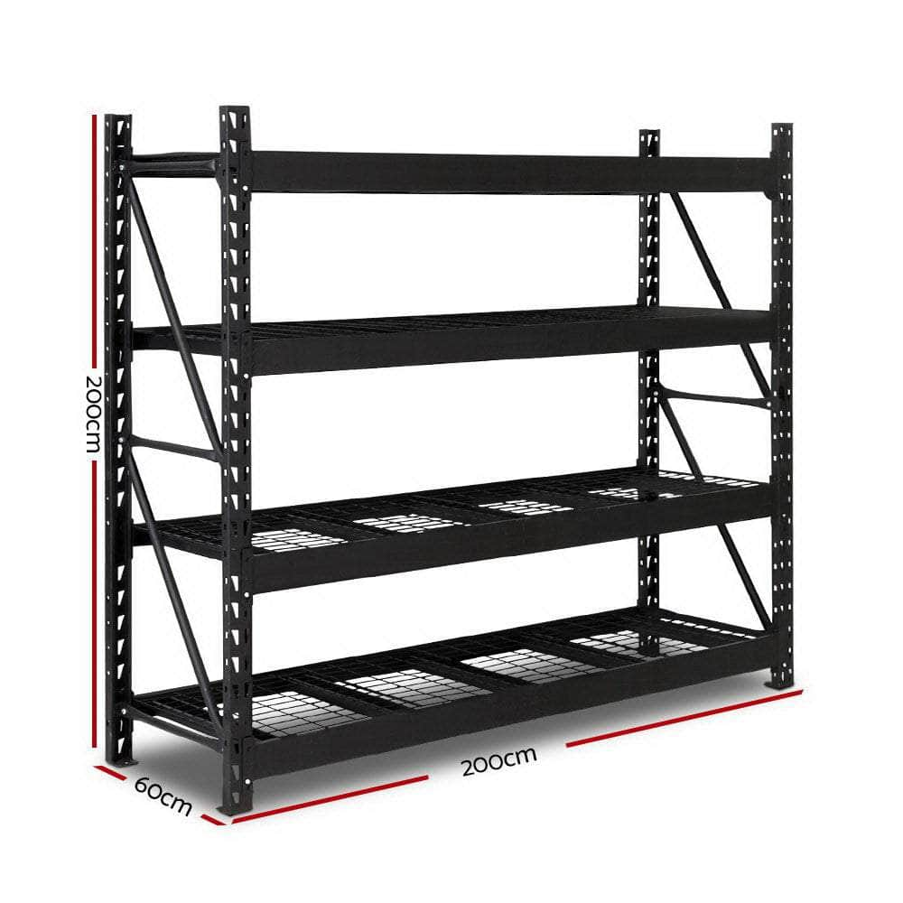 2Mx2M Garage Shelving Warehouse Rack Pallet Racking Storage Shelve Black