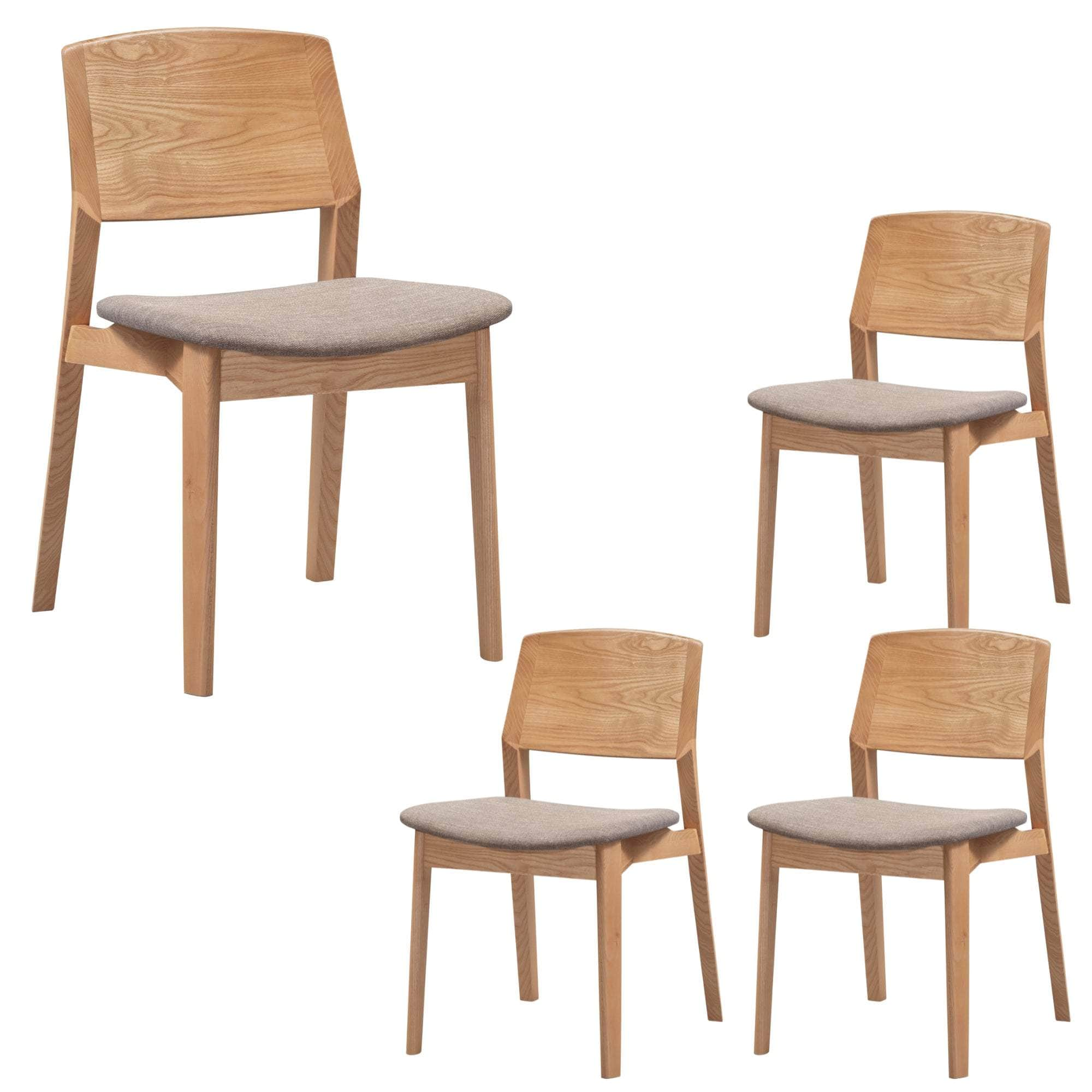 2Pc/4Pc Set Dining Chair Fabric Seat Scandinavian Solid Ash Wood Oak