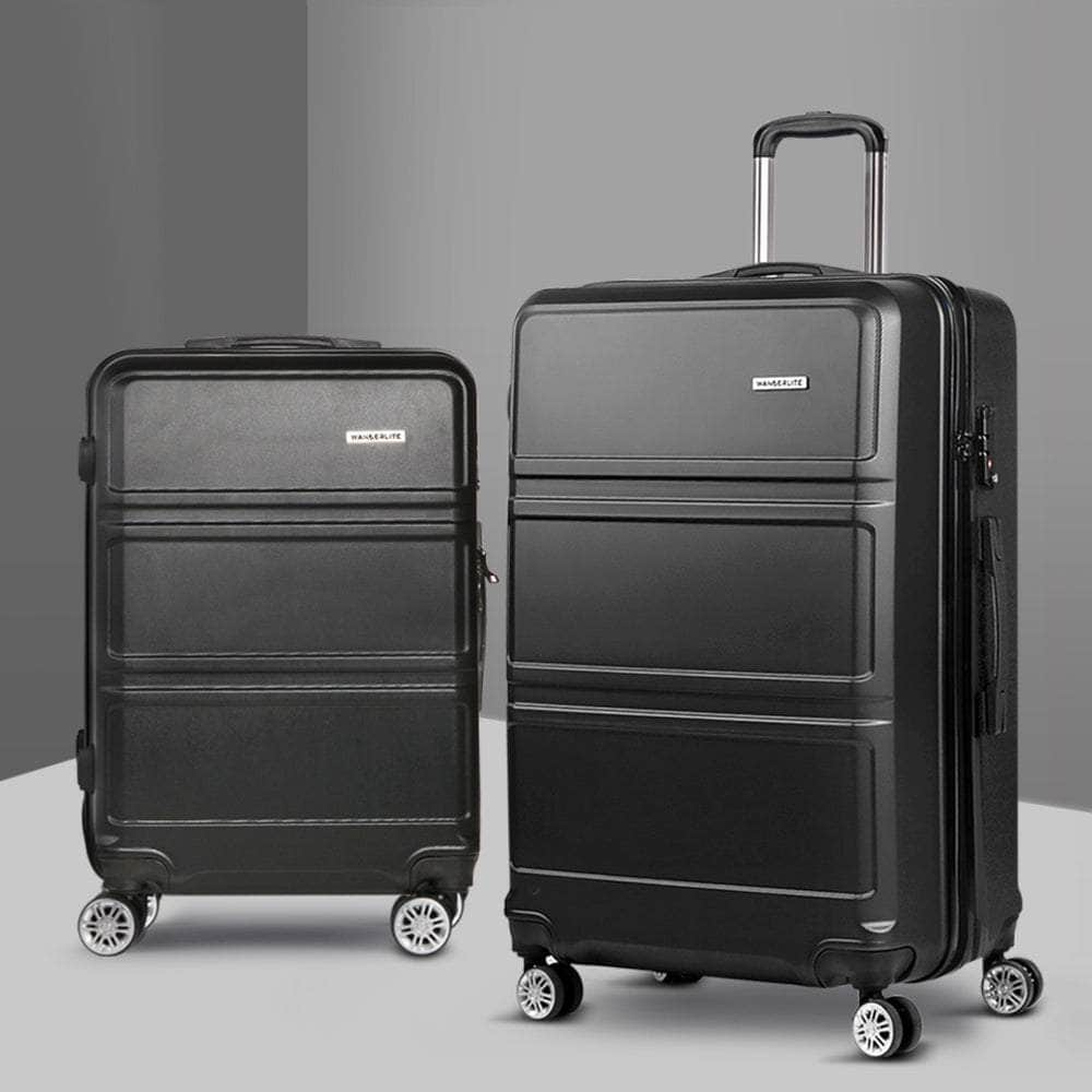 2pc Black TSA Carry-On Luggage Set – Hard Case, Lightweight