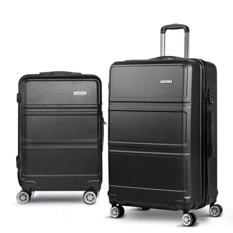 2pc Black TSA Carry-On Luggage Set – Hard Case, Lightweight