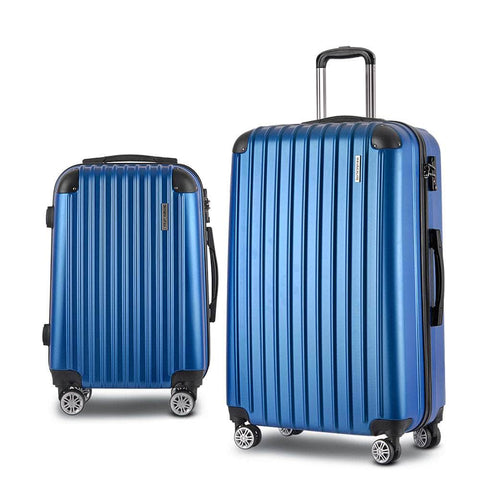 2pc Blue TSA Carry-On Luggage Set – Hard Case, Lightweight