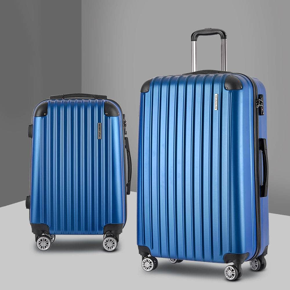 2pc Blue TSA Carry-On Luggage Set – Hard Case, Lightweight