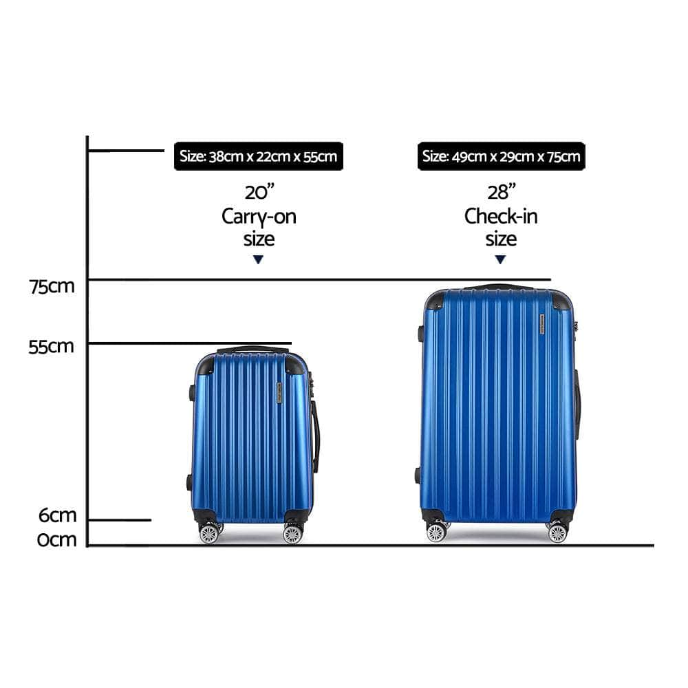 2pc Blue TSA Carry-On Luggage Set – Hard Case, Lightweight