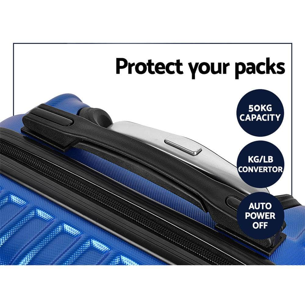 2pc Blue TSA Carry-On Luggage Set – Hard Case, Lightweight