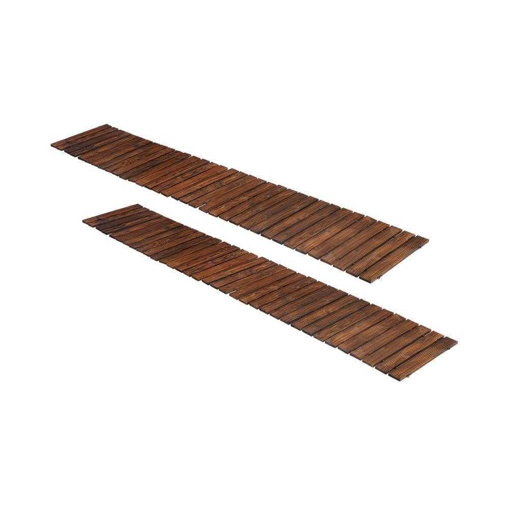 2PC Garden Wooden Pathway 8ft Roll-Out Straight Walkway