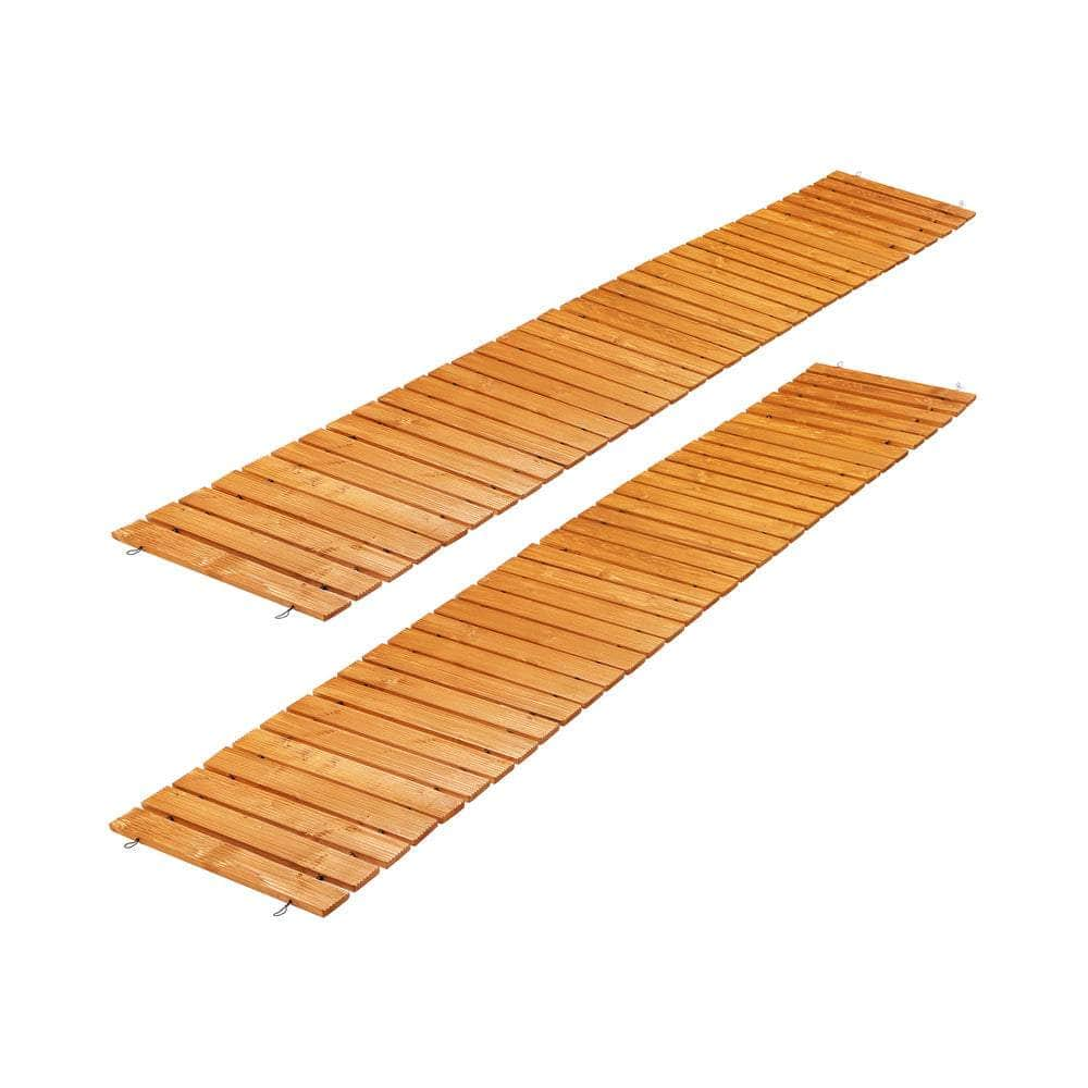 2PC Garden Wooden Pathway 8ft Roll-Out Straight Walkway