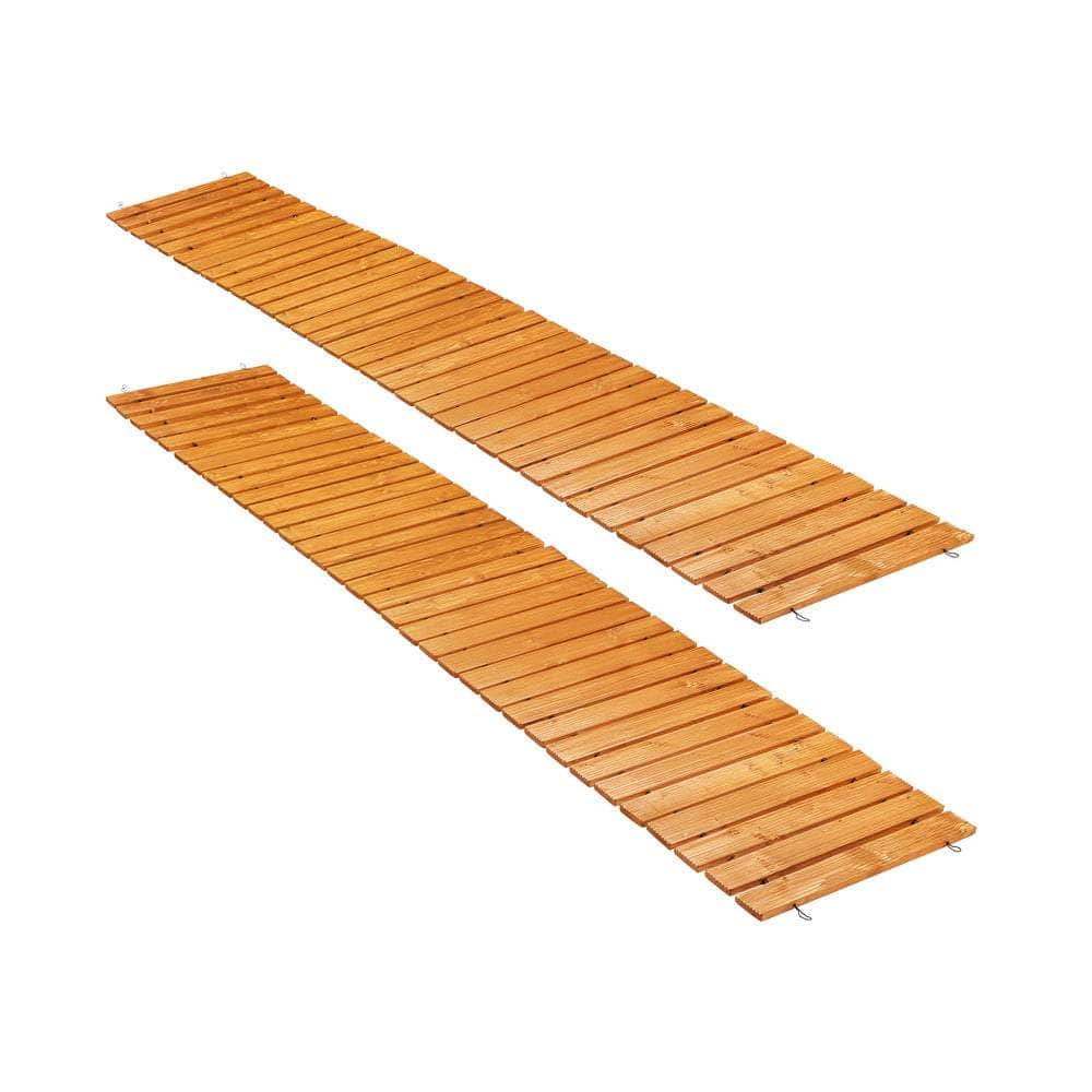 2PC Garden Wooden Pathway 8ft Roll-Out Straight Walkway