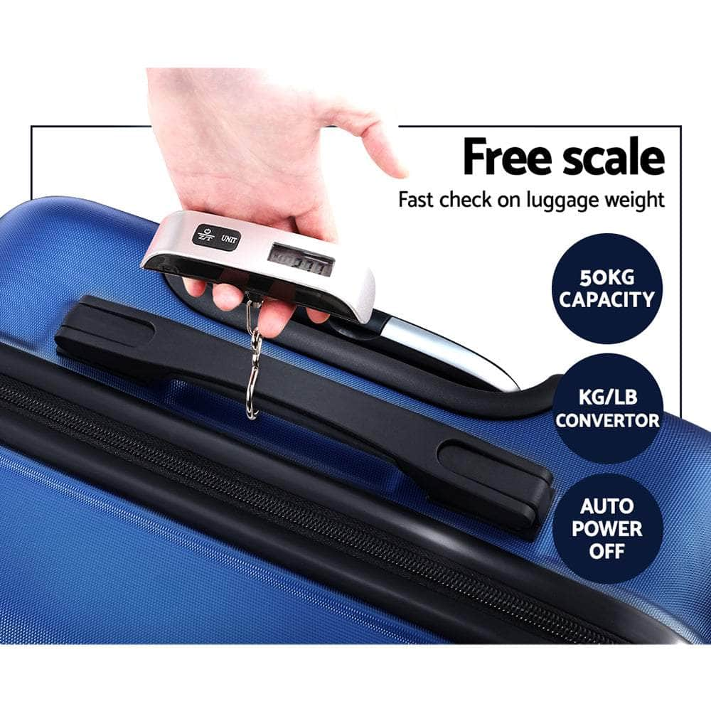 2pc Luggage Trolley Travel Suitcase Set TSA Hard Case Lightweight Blue