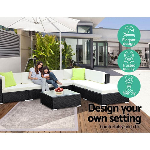 2Pc Outdoor Furniture Sofa Set Wicker Rattan Garden Lounge Chair Setting