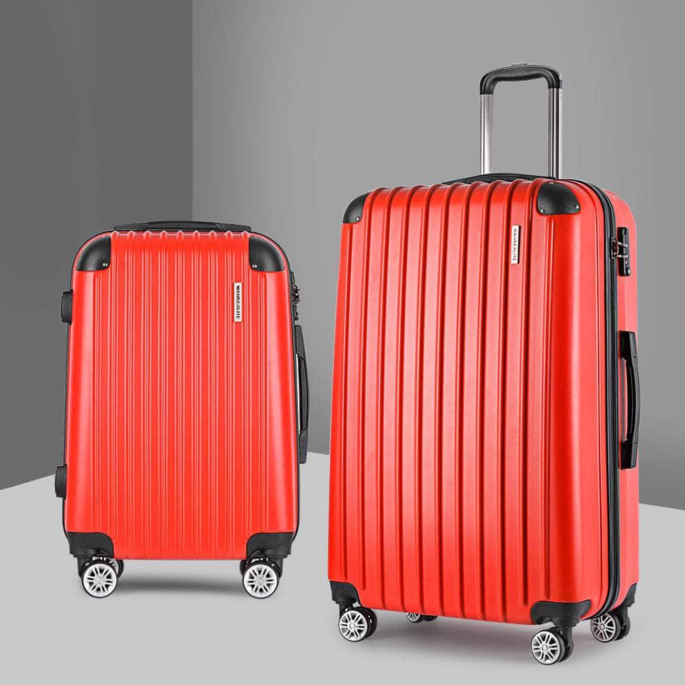 2pc Red TSA Carry-On Luggage Set – Hard Case, Lightweight