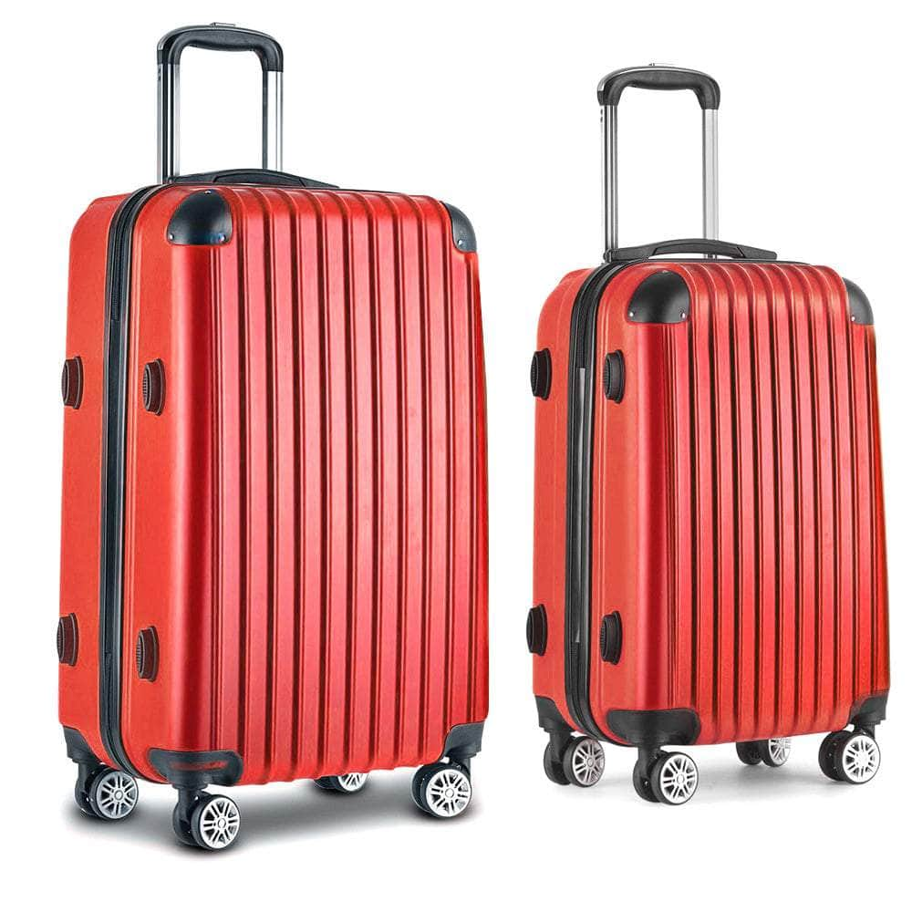 2pc Red TSA Carry-On Luggage Set – Hard Case, Lightweight