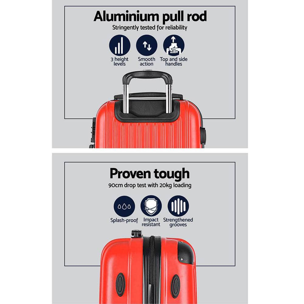 2pc Red TSA Carry-On Luggage Set – Hard Case, Lightweight