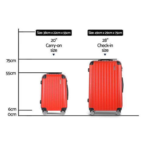 2pc Red TSA Carry-On Luggage Set – Hard Case, Lightweight