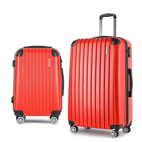 2pc Red TSA Carry-On Luggage Set – Hard Case, Lightweight