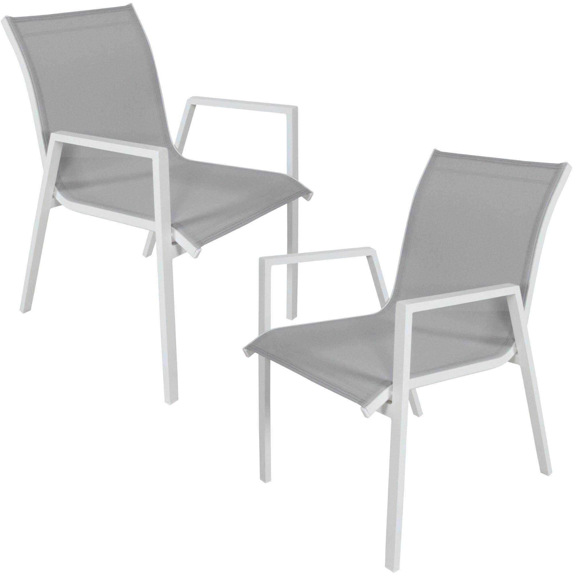 2Pc Set Aluminium Outdoor Dining Table Chair White