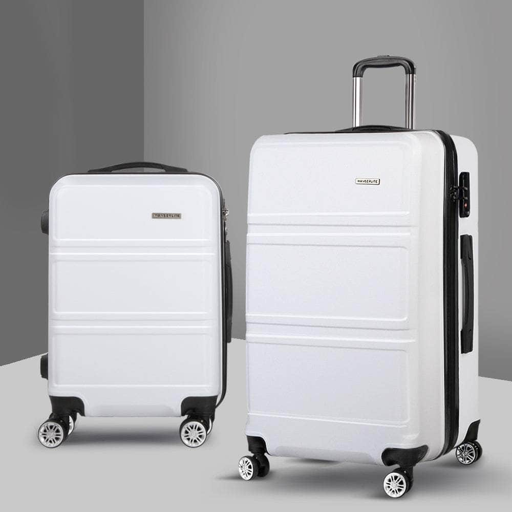 2pc White TSA Carry-On Luggage Set – Hard Case, Lightweight