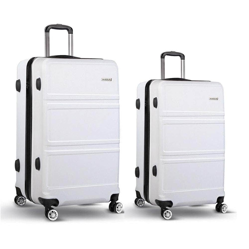 2pc White TSA Carry-On Luggage Set – Hard Case, Lightweight