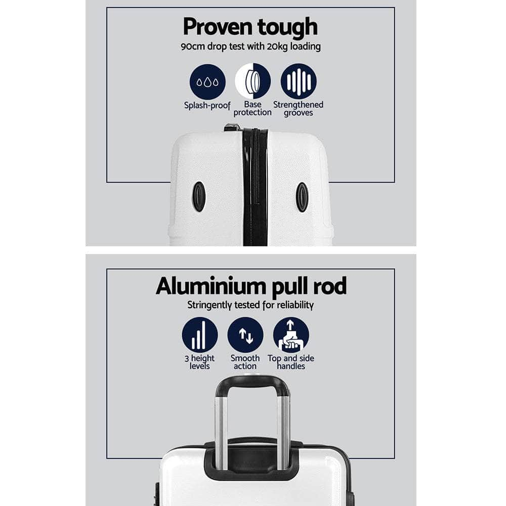 2pc White TSA Carry-On Luggage Set – Hard Case, Lightweight