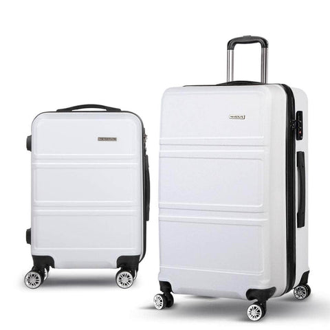 2pc White TSA Carry-On Luggage Set – Hard Case, Lightweight