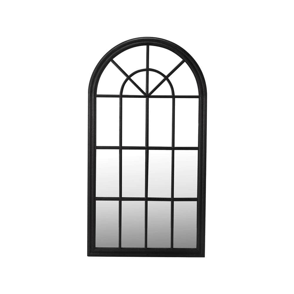 2PC Window Mirror Arched 76x51cm Wooden Black