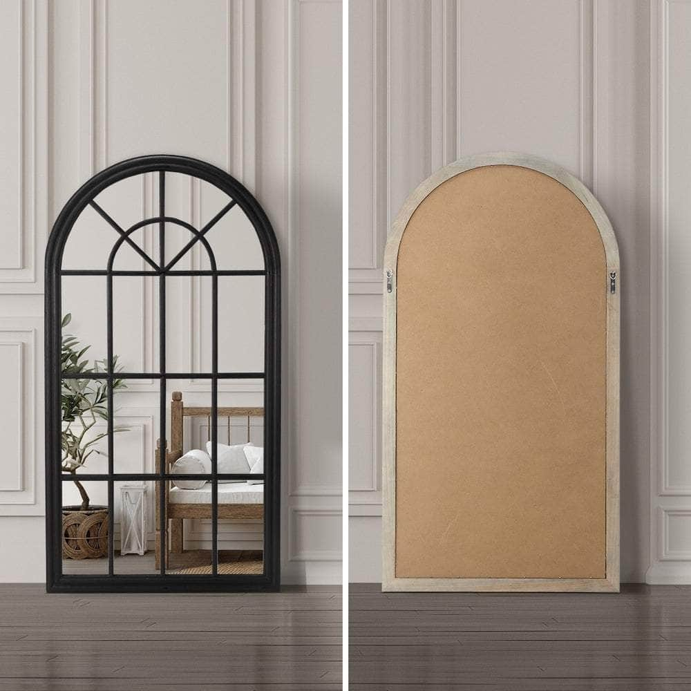 2PC Window Mirror Arched 76x51cm Wooden Black