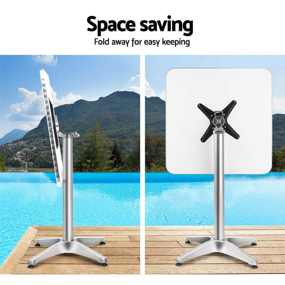 2pcs Adjustable Aluminium Outdoor Square Bar Table