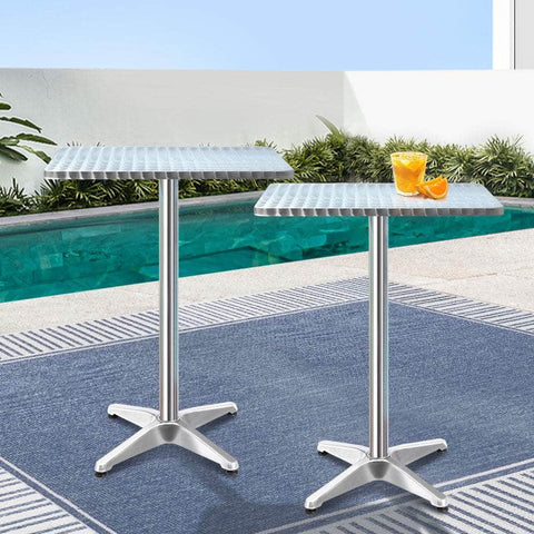 2pcs Adjustable Aluminium Outdoor Square Bar Table