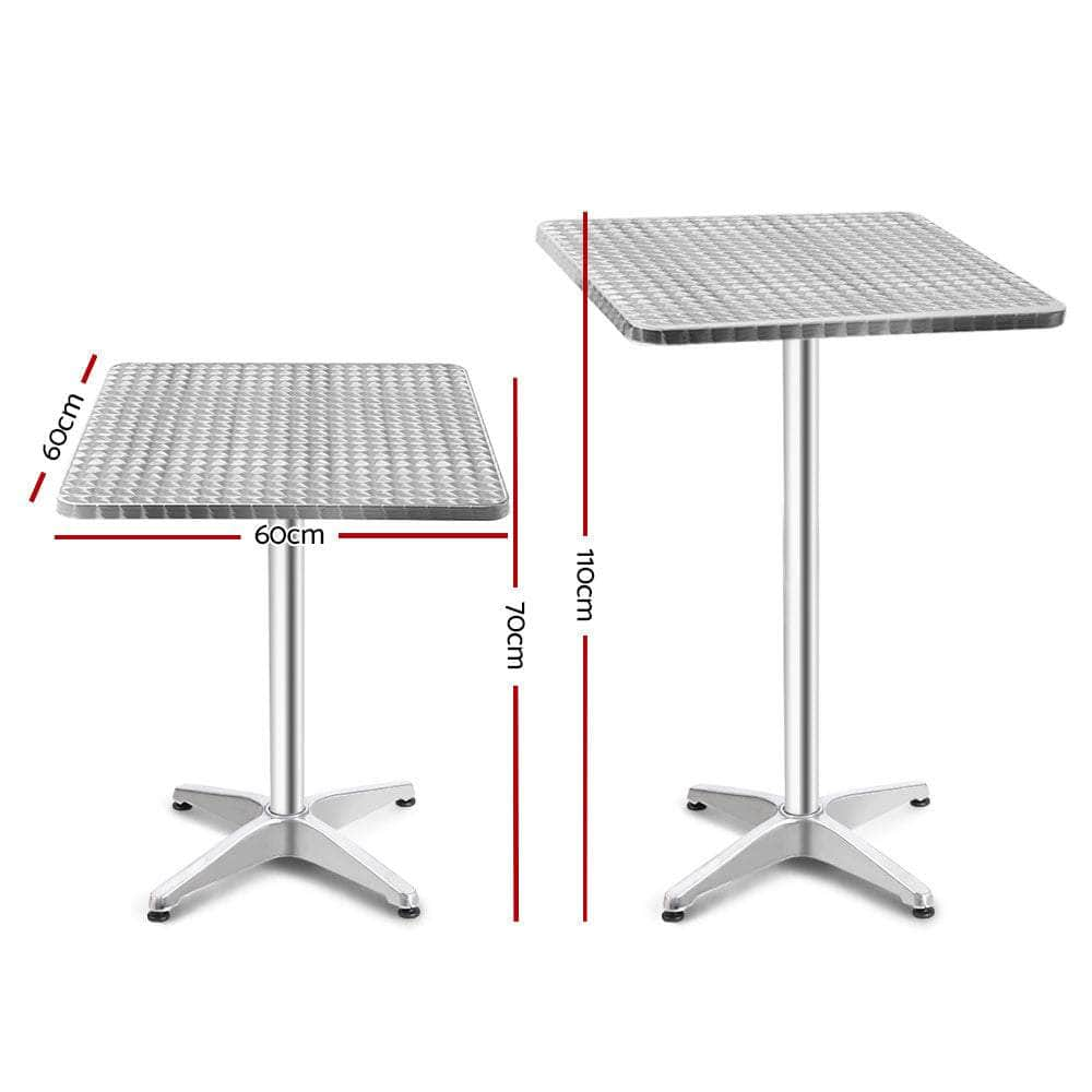 2pcs Adjustable Aluminium Outdoor Square Bar Table