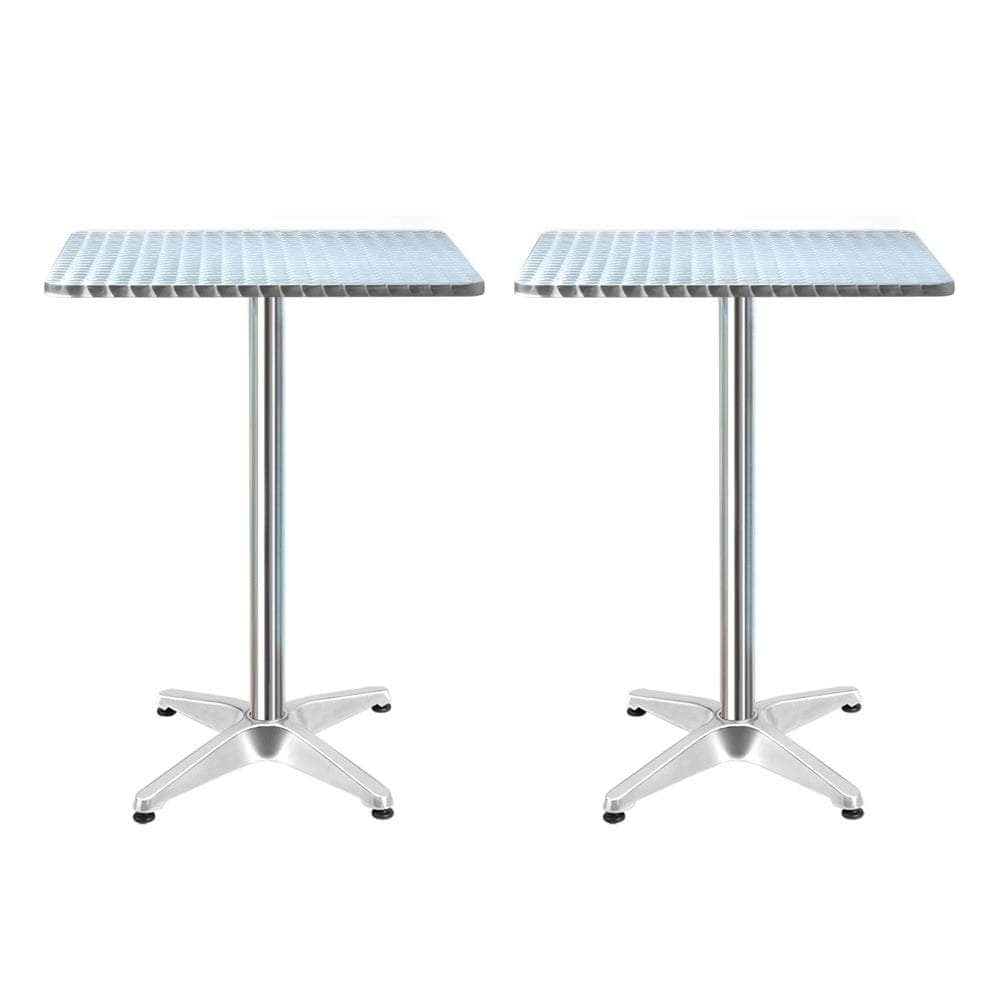 2pcs Adjustable Aluminium Outdoor Square Bar Table