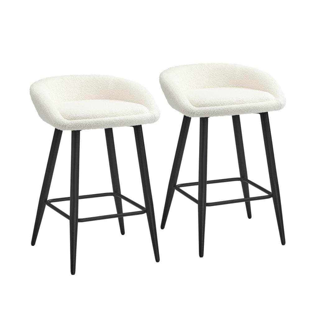 2PCS Bar Stools Boucle Fabric Green and Black