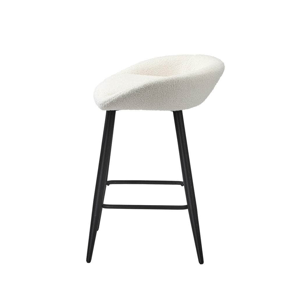 2PCS Bar Stools Boucle Fabric Green and Black