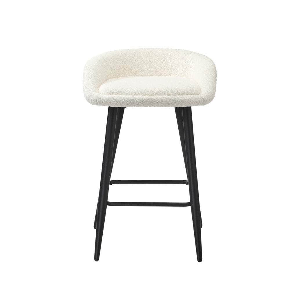 2PCS Bar Stools Boucle Fabric Green and Black