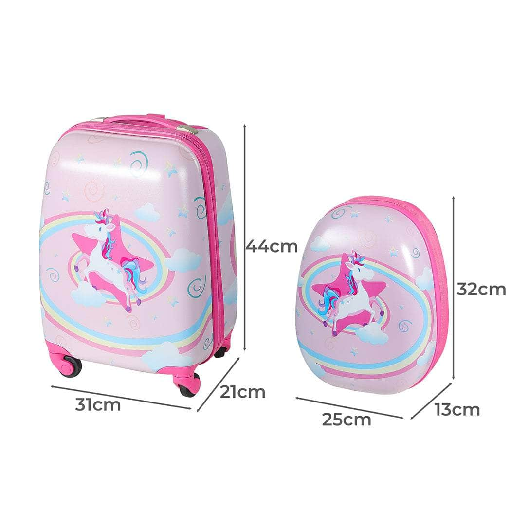 2PCS Kids Luggage Set Travel Suitcase Child Bag Backpack Unicorn