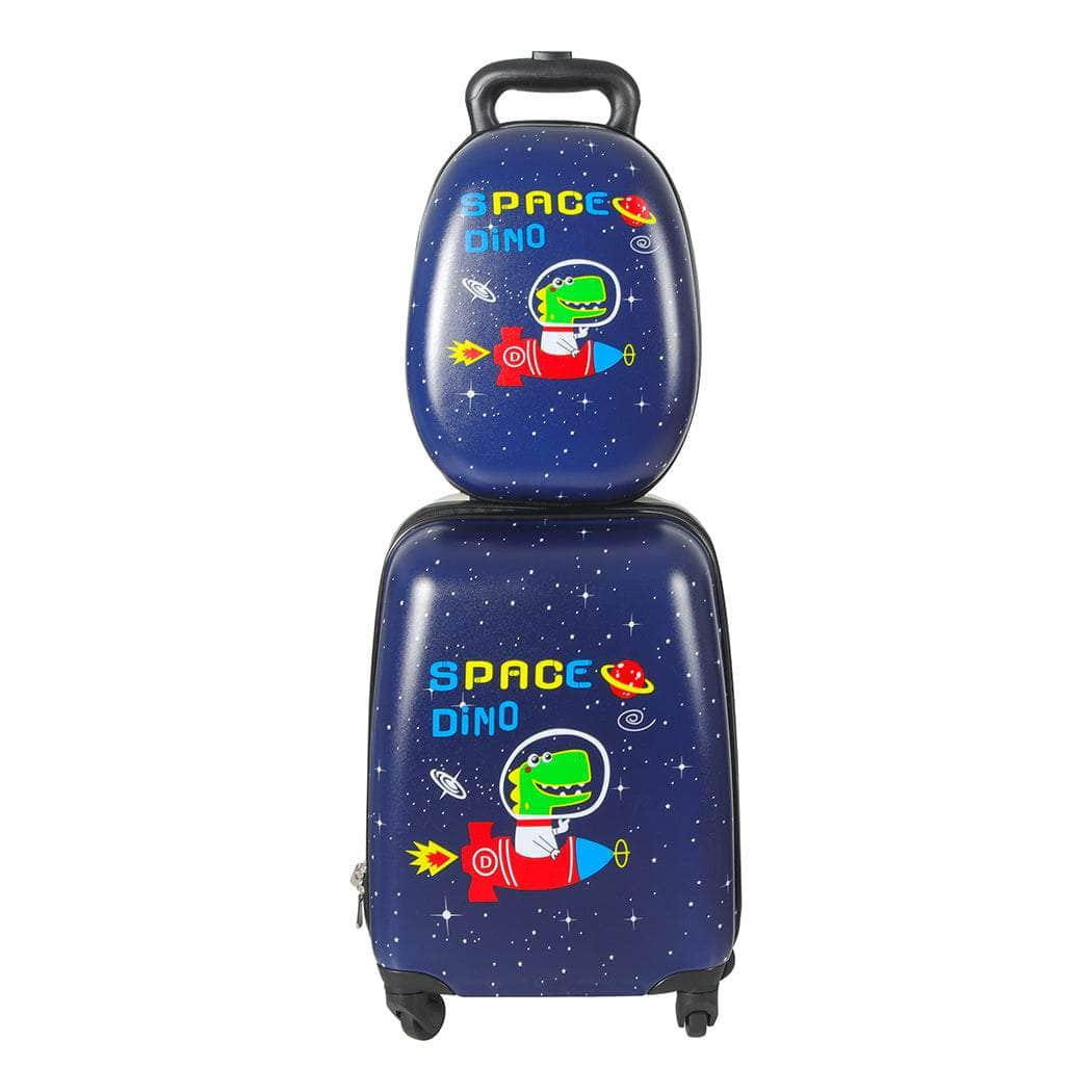 2PCS Kids Luggage Set Travel Suitcase Child Space Dino Backpack