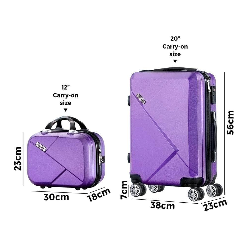 2PCS Luggage Set TSA Lock Hard Case Purple