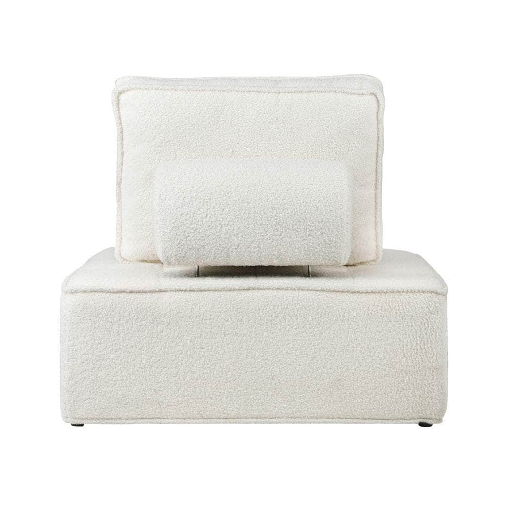 2PCS Modular Sofa Lounge Chair Armless Adjustable Back Sherpa White