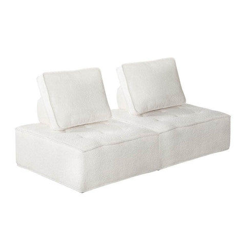 2PCS Modular Sofa Lounge Chair Armless Adjustable Back Sherpa White